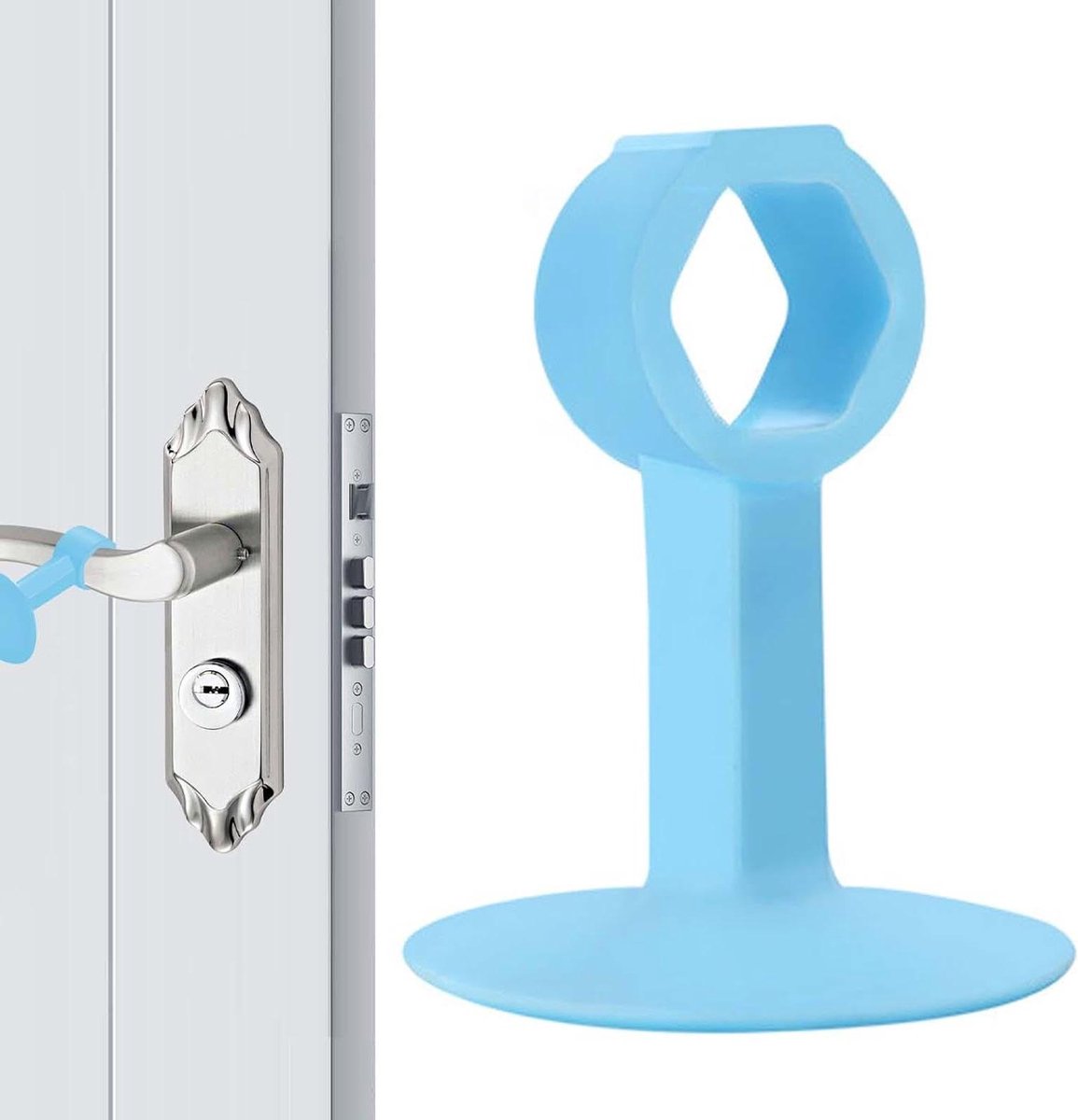 Siliconen Deurstopper - Muurstopper Deurklink - Muren Beschermen - Zonder Boren - 7 x 4 x 4 cm - Hemelsblauw