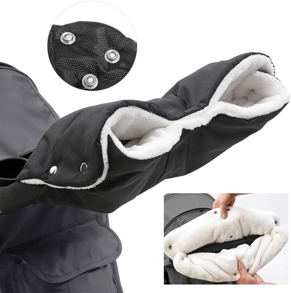 SnelShoppen - Baby kinderwagen handschoenen, handmof met fleece binnenvoering, waterdicht en winddicht, handsocket, universele maat voor kinderwagen,