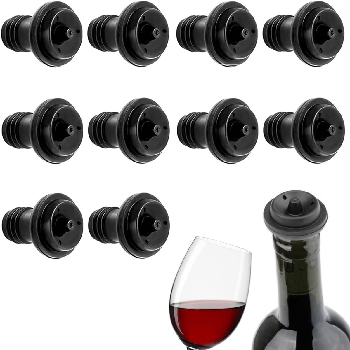 SnelShoppen - Vacuum stopper voor wijnpomp, herbruikbare flesdoppen, wijnfles afsluiters, hoge kwaliteit PP, houdt wijn vers, ideaal voor wijncollecti