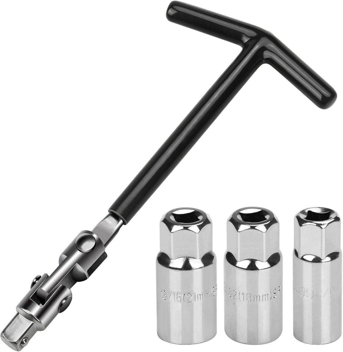 Spark Plug Wrench Set, 5 Pieces, 16/18/21 mm, Universal for Car and Motorcycle, Spark Plug Remover - ShopVlot