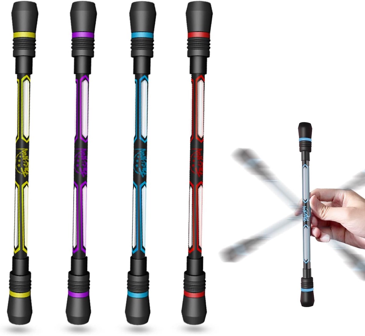 4 pieces rotating pen, non-slip, non-slip coating, finger for training the flexibility of hand and brain, for training - ShopVlot