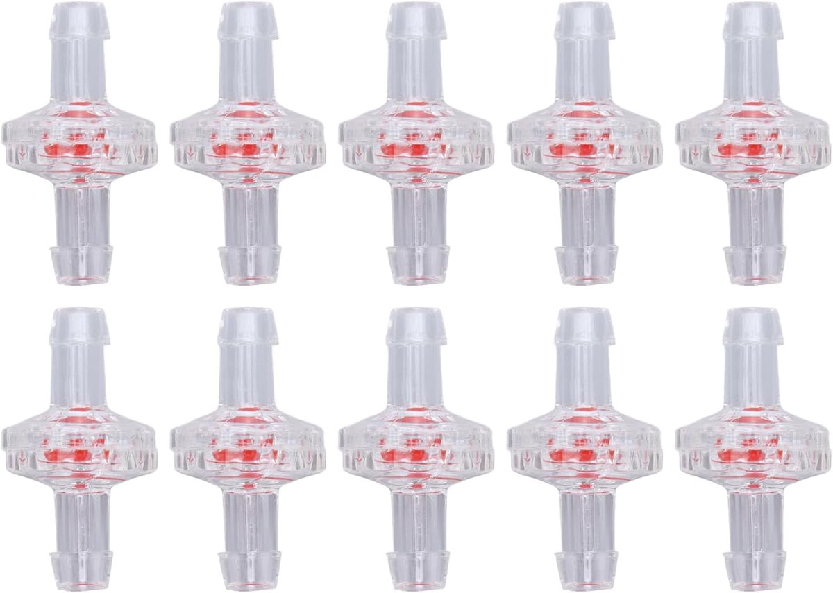SnelShoppen - 10 Stuks Terugslagklep 1-Weg PP met Waterslot Membrane - Plastic Slang voor Luchtinlaat Voeding (5mm Transparant)