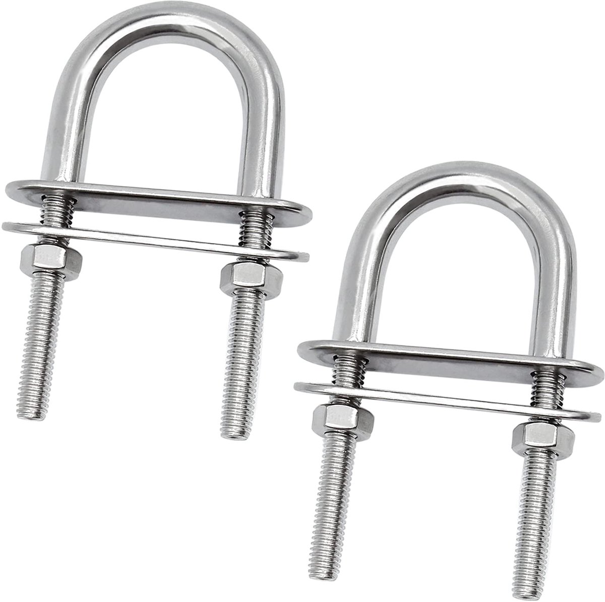 GIAK Bracket Bolts U-Bolts Stainless Steel 316 U Shackle M6 with Two Counter Plates U-Screws Thread Bracket 2 Pieces - ShopVlot