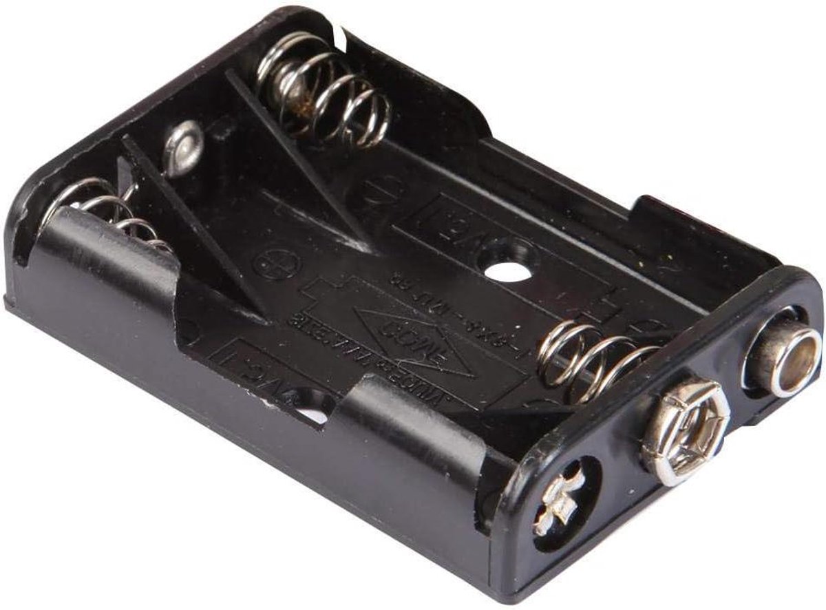 Batterijhouder AAA - Batterijhouder Snap-on - Batterijen Opslaan - 3 Batterijen - 1 Stuk - Zwart