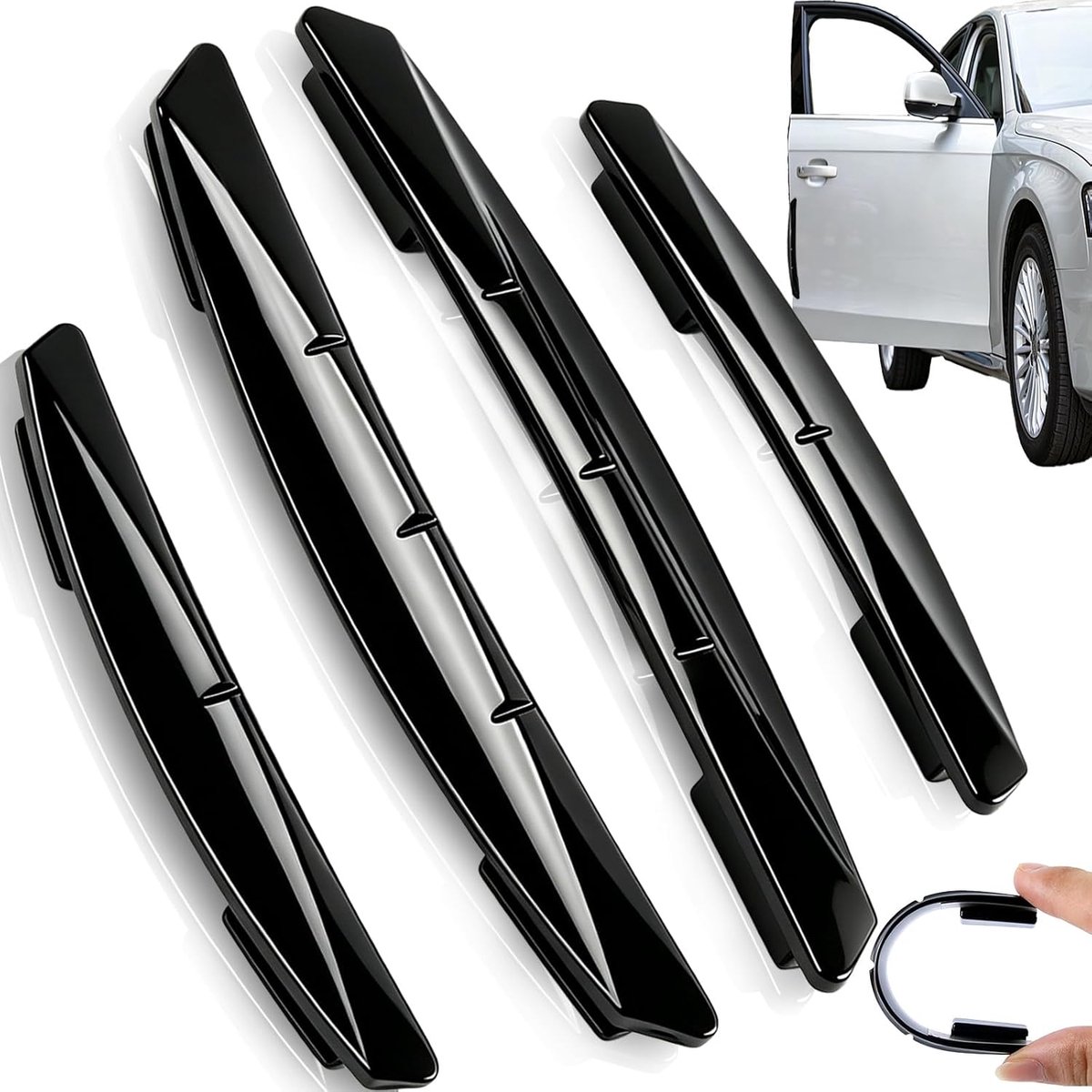 SnelShoppen - 4 Stuks Auto Deurrand Beschermstrip, Zwart Carbon Vezel Deurrand Bescherming, Universele Auto- en Vrachtwagen Deur Beschermer