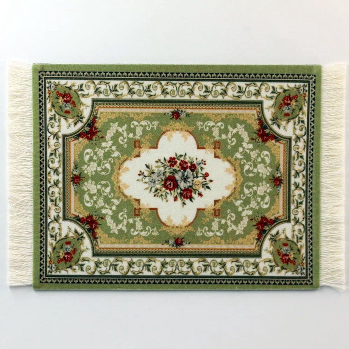 Persisch Muismat - Mini Tapijt - Bureau Organisatie - Met Franjes - 18 x 23 cm - Stijl 3