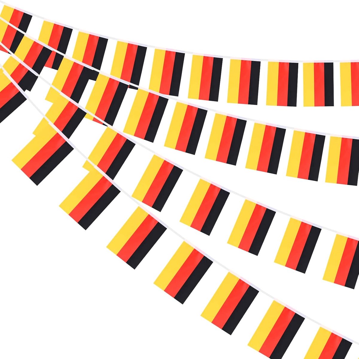SnelShoppen - Duitse Bunting Vlaggen 30 Stuks, 12m Dubbelzijdige Stof Duitsland Vlaggen Banner voor Euro Voetbal Tuinstraat Feestdecoraties (20x28cm)