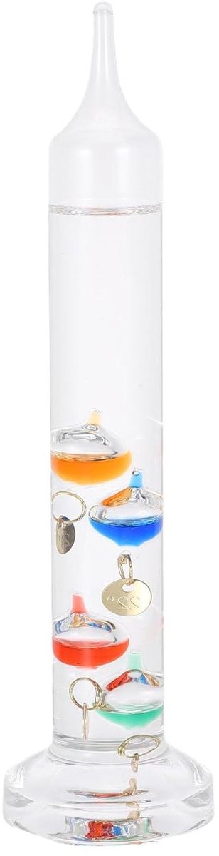 Galileo Thermometer - Temperatuurmeter Decoratie - Binnen Temperatuur Meten - Zwevende Kleuren Bollen - 18 cm Hoog - Multicolor