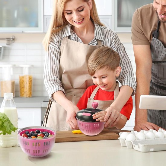 Slacentrifuge - Groente Droger - Verse Salades Maken - Antislip Onderkant - 800 ml - Zwart Roze — afbeelding 5