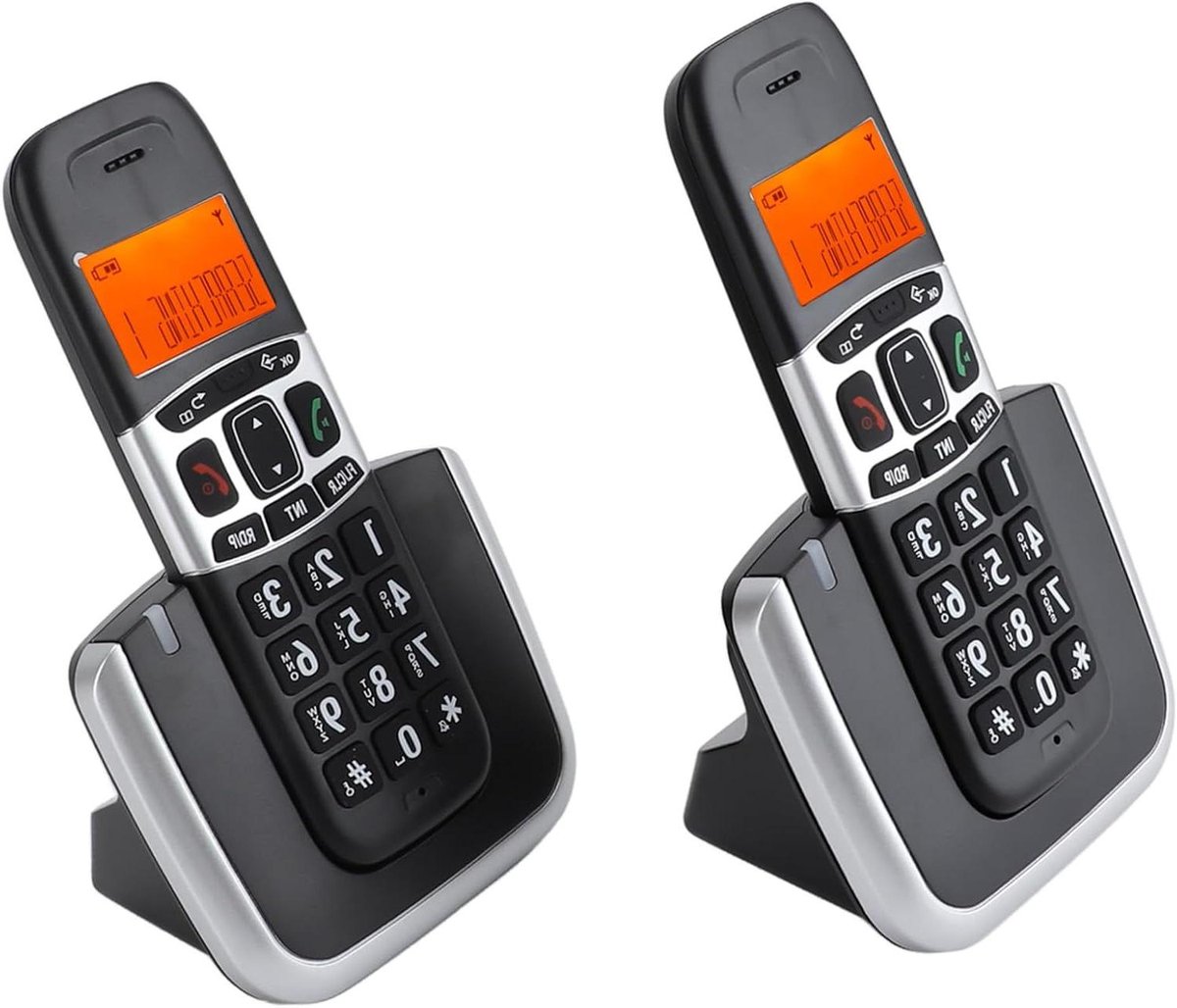 Draadloze Telefoon - DECT Telefoon Kantoor Telefoon - Thuiswerken - Full Duplex Handsfree - 2 Handsets - Zwart