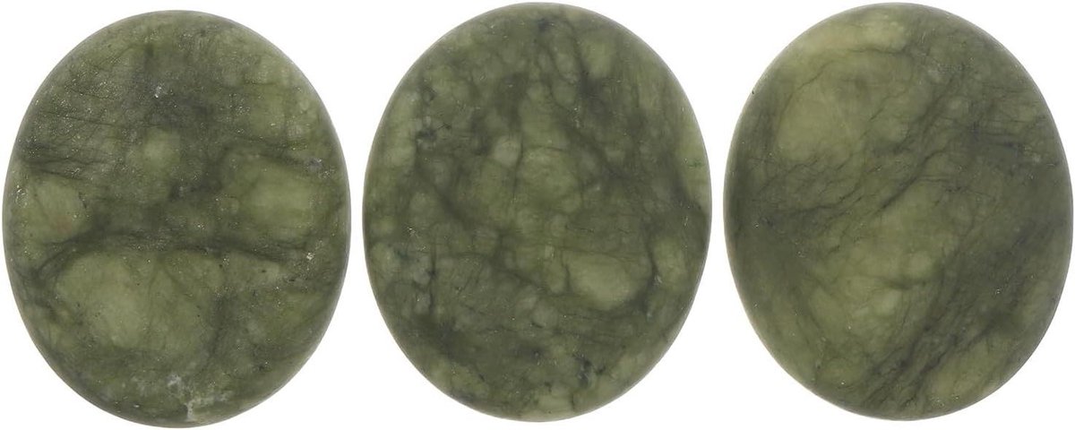 Massagestenen Set - Guasha Stenen - Spierontspanning - Natuurlijke Olijfsteen - 6 x 5 x 1.5 cm - Olijfgroen