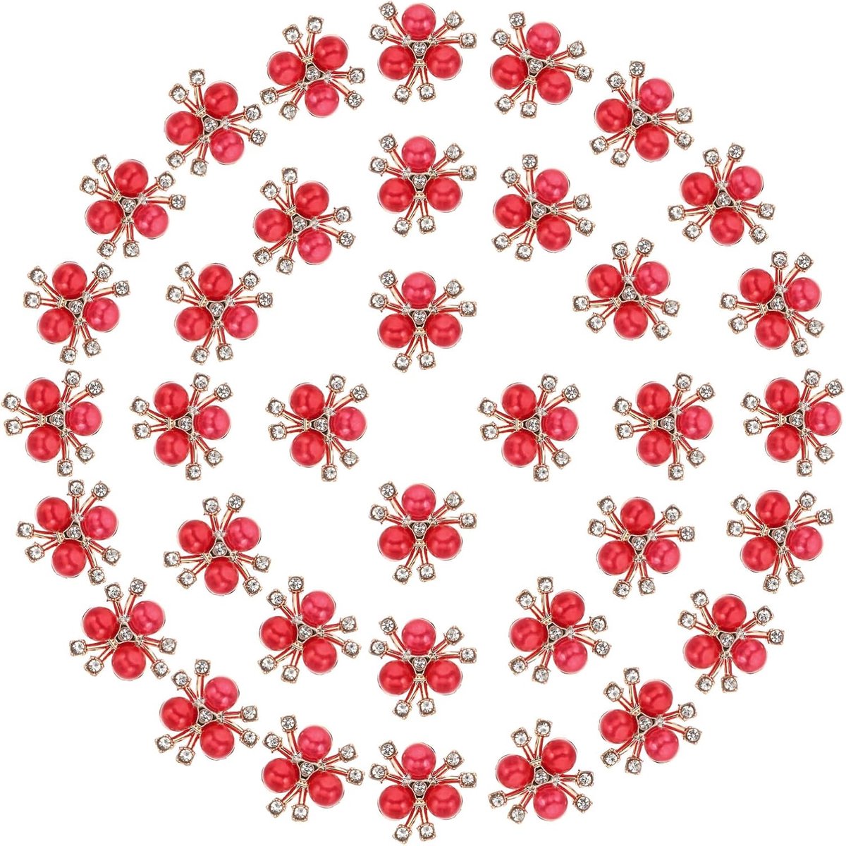 40 stuks Parel Bloemknoppen, Stras Parel Knoppen Versieringen, Rood