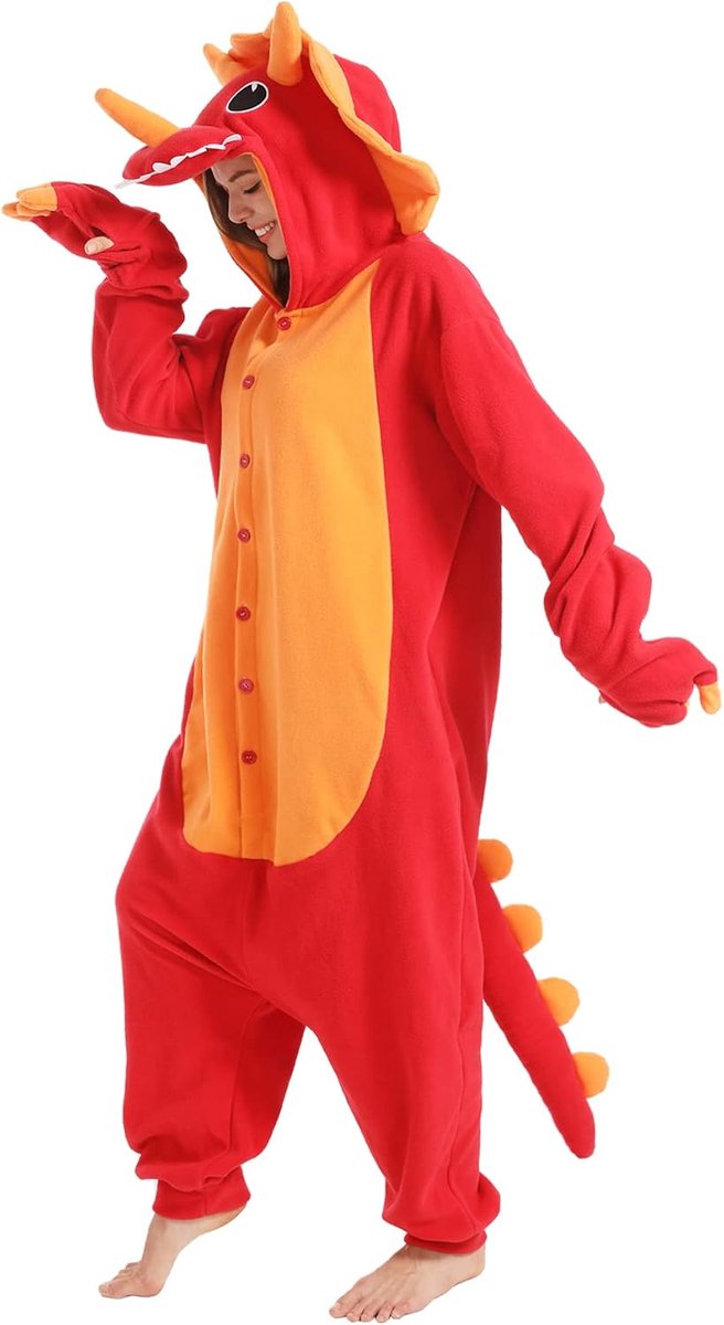 dressfan Dierlijke triceratops drakenkostuum, draak, jumpsuits, draak, Kerstmis, pyjama's, cosplay, Halloween, pyjama voor volwassenen, jongeren en kinderen