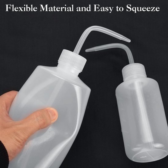 2 stuks knijpfles 1000 ml 500 ml veiligheidsfles plastic tattooflessen met schaal 2 schroefdoppen mondstuk, etiketten trechter voor laboratoriumplant doe-het-zelf spuiten water specerij — afbeelding 4