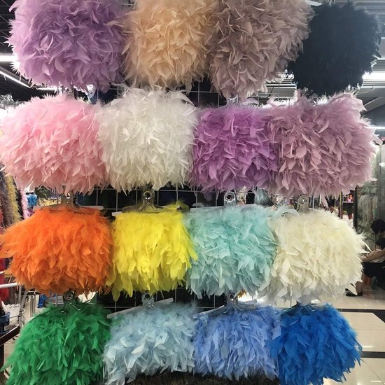 Kalkoenveren Trim Fringe voor Feest Trouwjurk Naaien Ambachten Kostuums Decoratie Pack van 2 Yards (Paars) — afbeelding 3