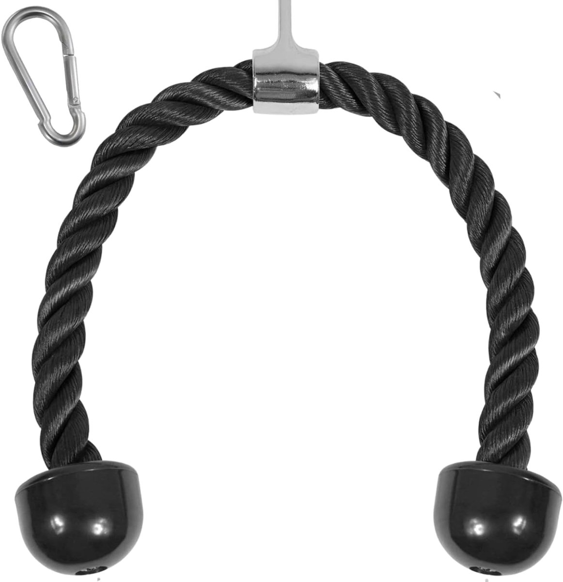 Deluxe Tricep Touw Kabel Bevestiging, 27 & 36 inch, Oefening Machine Bijlagen Katrol Systeem Gym Pull Down Touw met Karabijnhaak, Laadpen 1" en 2" Gewichtsplaat