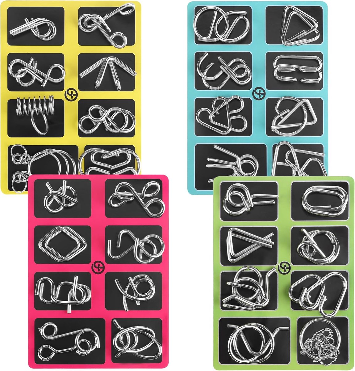 32 stuks metalen puzzelspellen, 3D-brainteaser, metalen puzzel, puzzelset, denksporttaken, puzzel metalen puzzel, cadeaus voor kinderen, tieners en volwassenen
