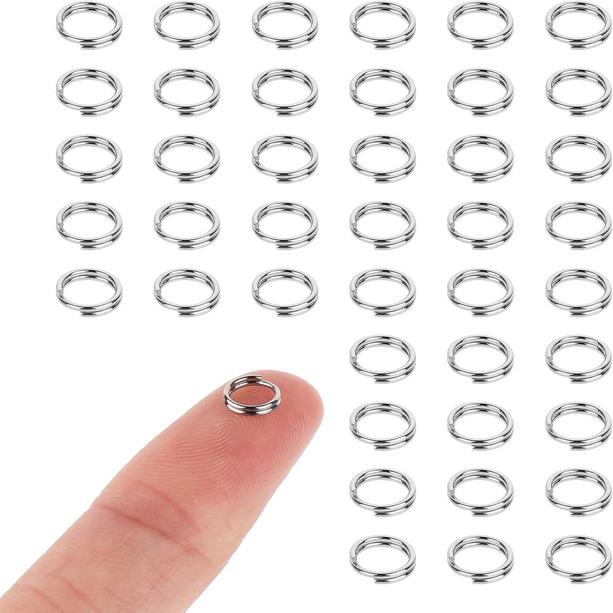 200 Stuks Sleutelhangers 8mm Rvs Splitringen voor Sieraden, Kettingen, Armbanden en DIY Projecten