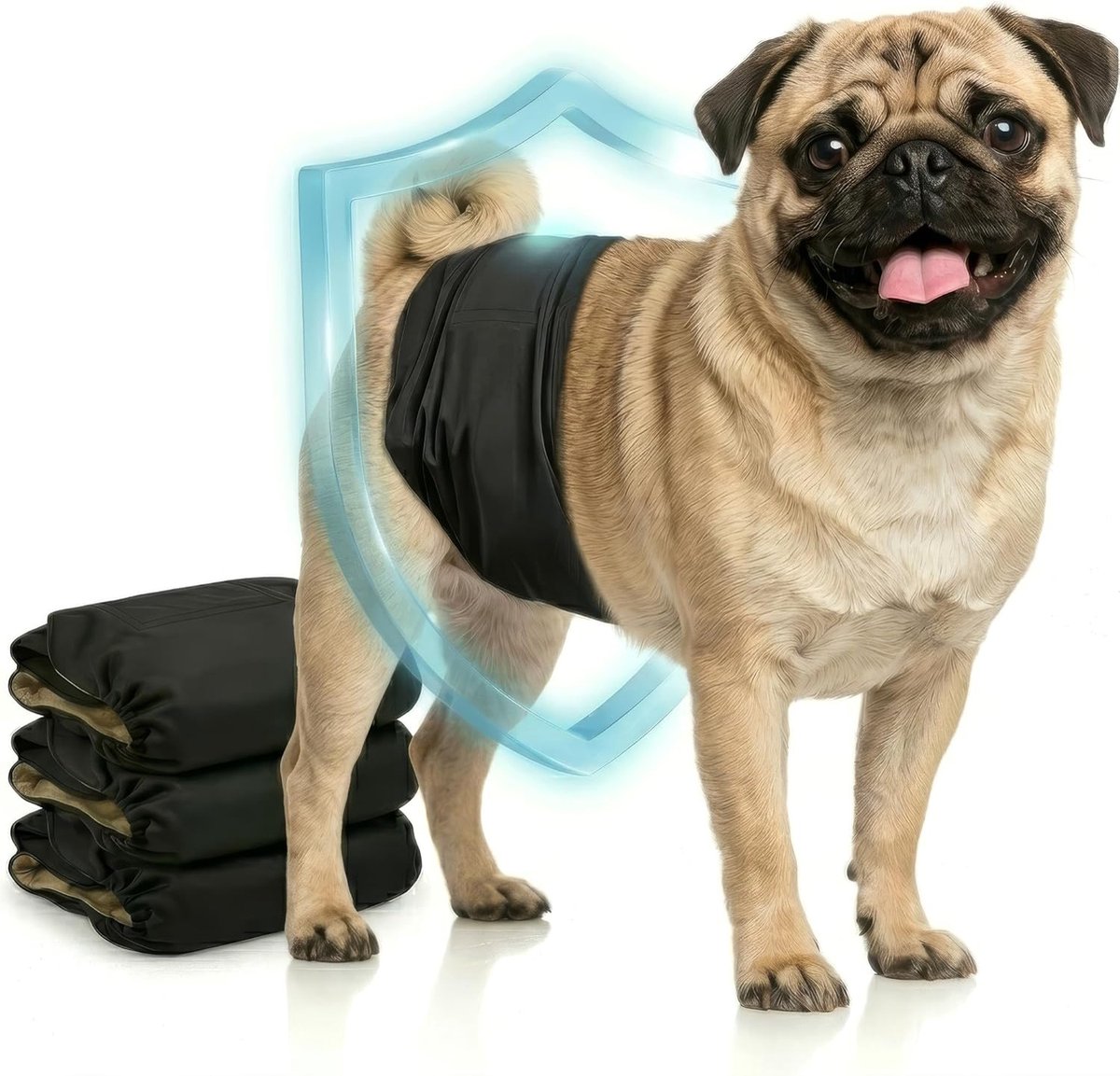 Luiers voor reuen, 3 stuks, absorberende hondenluiers reuen, comfortabele hondenluiers bij incontinentie hond, milieuvriendelijke reudenluier wasbaar, gemakkelijk te reinigen