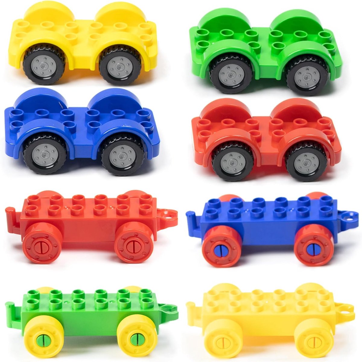 Bouwstenen voor meerdere voertuigen, compatibel met DUPLO, bouwstenenset, speelgoed, starterset voor kinderen vanaf 3 jaar, cijfertrein en speelgoedtrein