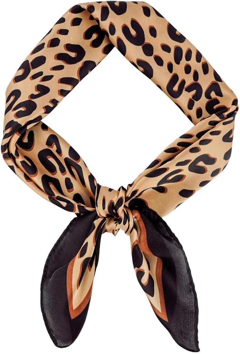 Sjaal, Luipaardprint 70 x 70 cm, Zijdeachtig Bandana voor Haar, Nek, Tassen & Modeaccessoires, Ideaal voor Cadeaus & Buitenactiviteiten