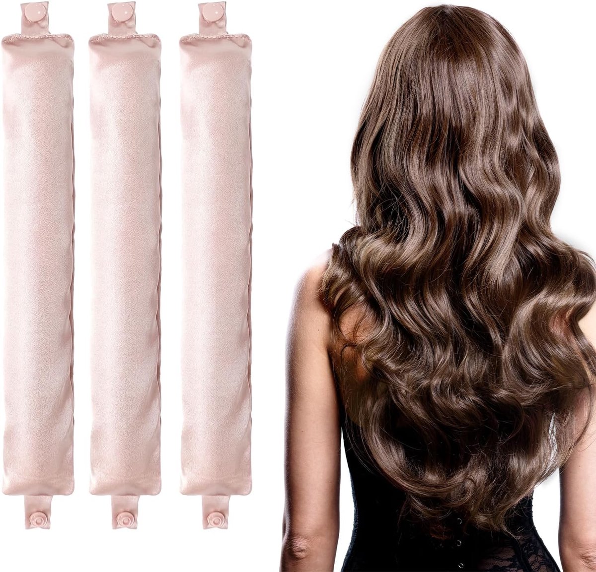 Warmtevrije Haarkrullers, voor lang en halflang haar, krulstaven zonder warmte, nachtelijke DIY styling, slaapkrulset, roze