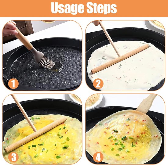 5 stuks pannenkoekenverdeler, 9 cm/12 cm/18 cm T-vormige deegverdeler, 30 cm pannenkoekenspatel, spatel schuiver van beukenhout, voor thuis, keuken, bakken, koken, bakgereedschap — afbeelding 4