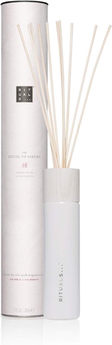 SnelShoppen - Grote Geurstokjes - Rituals The Ritual of Sakura - 230 ml - Rice Milk en Kersenbloesem - Decoratieve Geurverspreider voor Huis en Tuin