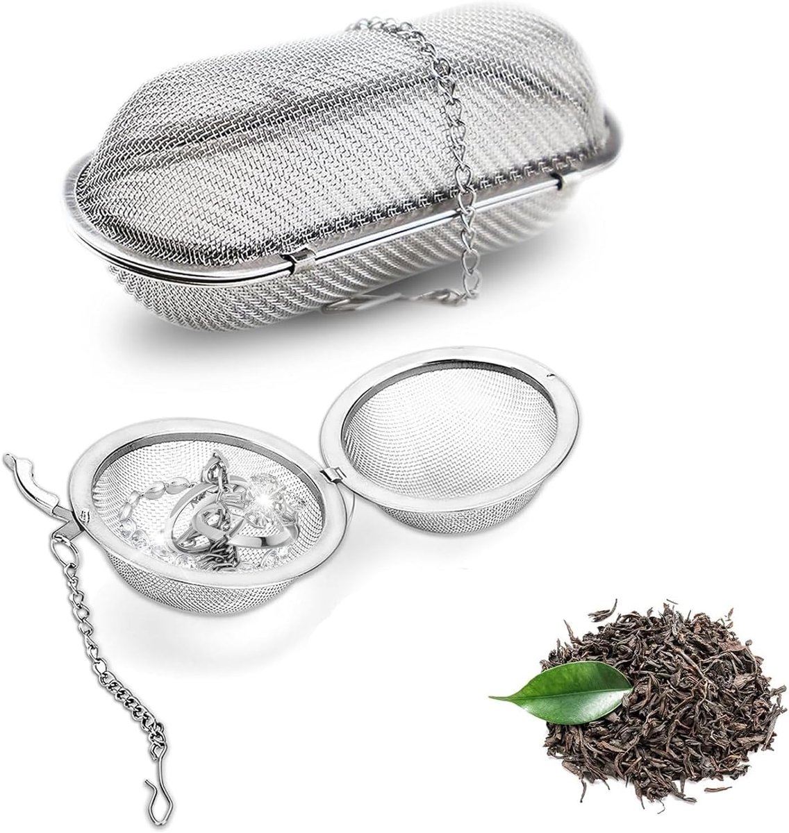 Theefilters, kruidenzeef, kruidenzeef om mee te koken, kruidenzeef voor het koken, kruidenzeef, kruidenfilter (zilver, rechthoekig, cirkelvormig)