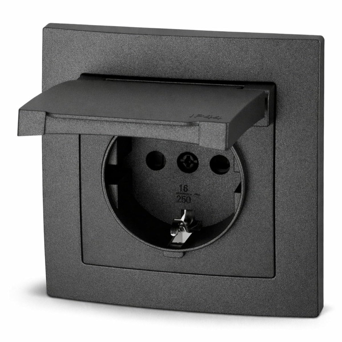 stopcontact IP44, steekklem, all-in-one, serie ET-1 antraciet