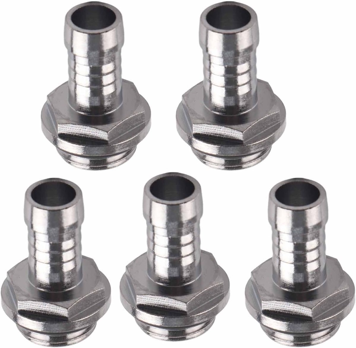 6 STKS PC Waterkoeling Fitting, Twee Aanraking G1/4 Draad Weerhaak Connector voor Buis met Verborgen Siliconen Ring, Weerstand Verminderen, Verchroomd Oppervlak (9 mm)