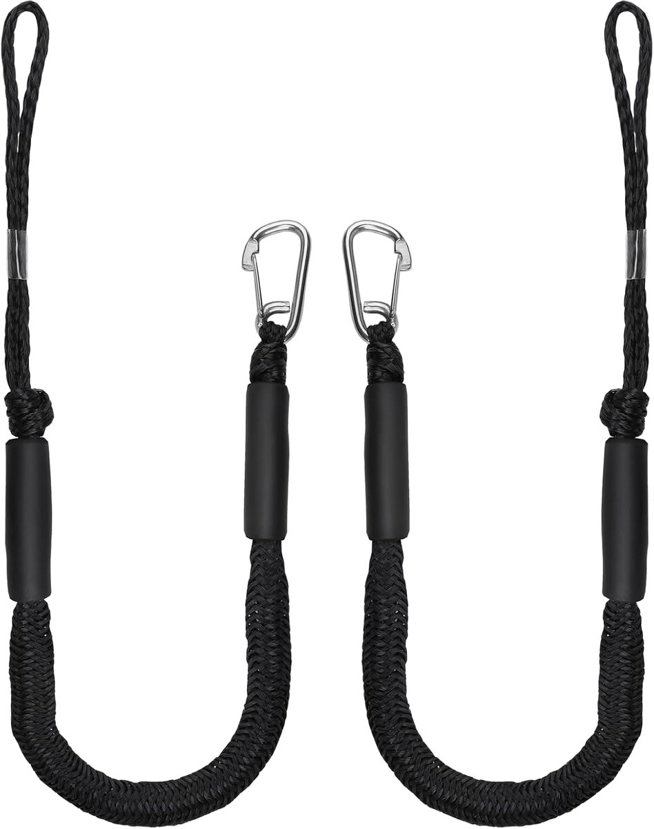 efuturetime Meerlijn, 2 x bungee deklijn, bootaccessoires, polyethyleen CARGO_STRAP, met haken, voor boten, kajak, jetski, ponton, kano, 1000 kg capaciteit