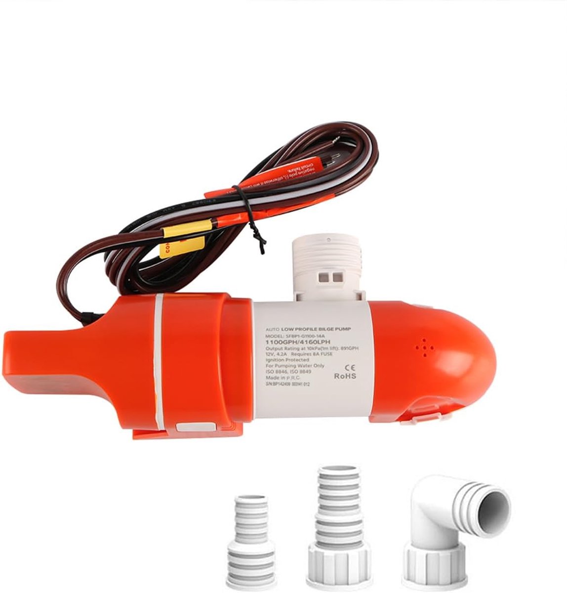 12V 1100GPH Automatische Bilgepomp voor boten Elektrische 360 graden roestvrijstalen lage bilgepomp Betrouwbare bootaccessoires voor veilige en efficiënte waterverwijdering