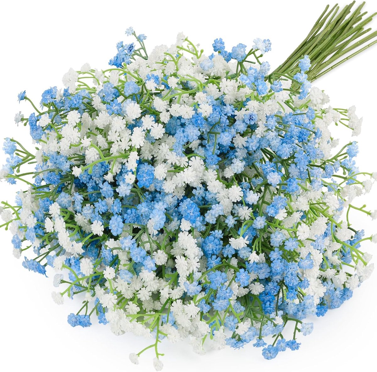 Kunstbloemen, 15 stuks, Gypsophila kunstbloemen, Gypsophila, namaakbloemen, boeketten voor bruiloft, bruid, feest, woondecoratie (blauw en wit)
