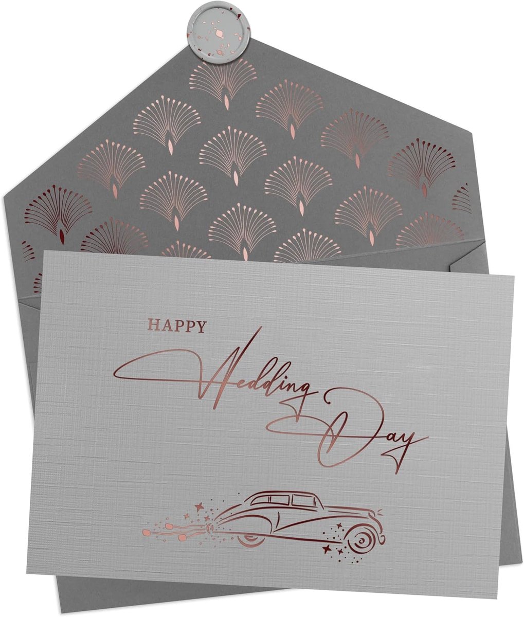 Gelukkige trouwdag met premium envelop en waszegel - Gefeliciteerd trouwkaart