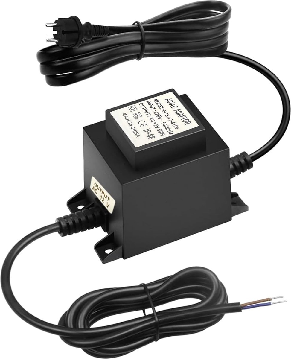 12 V Voeding AC/AC 50 W, Buitenstekkervoeding, Transformator IP68, 220 V naar 12 V Met Stekker, Voor Ledverlichting En Vijverpompen