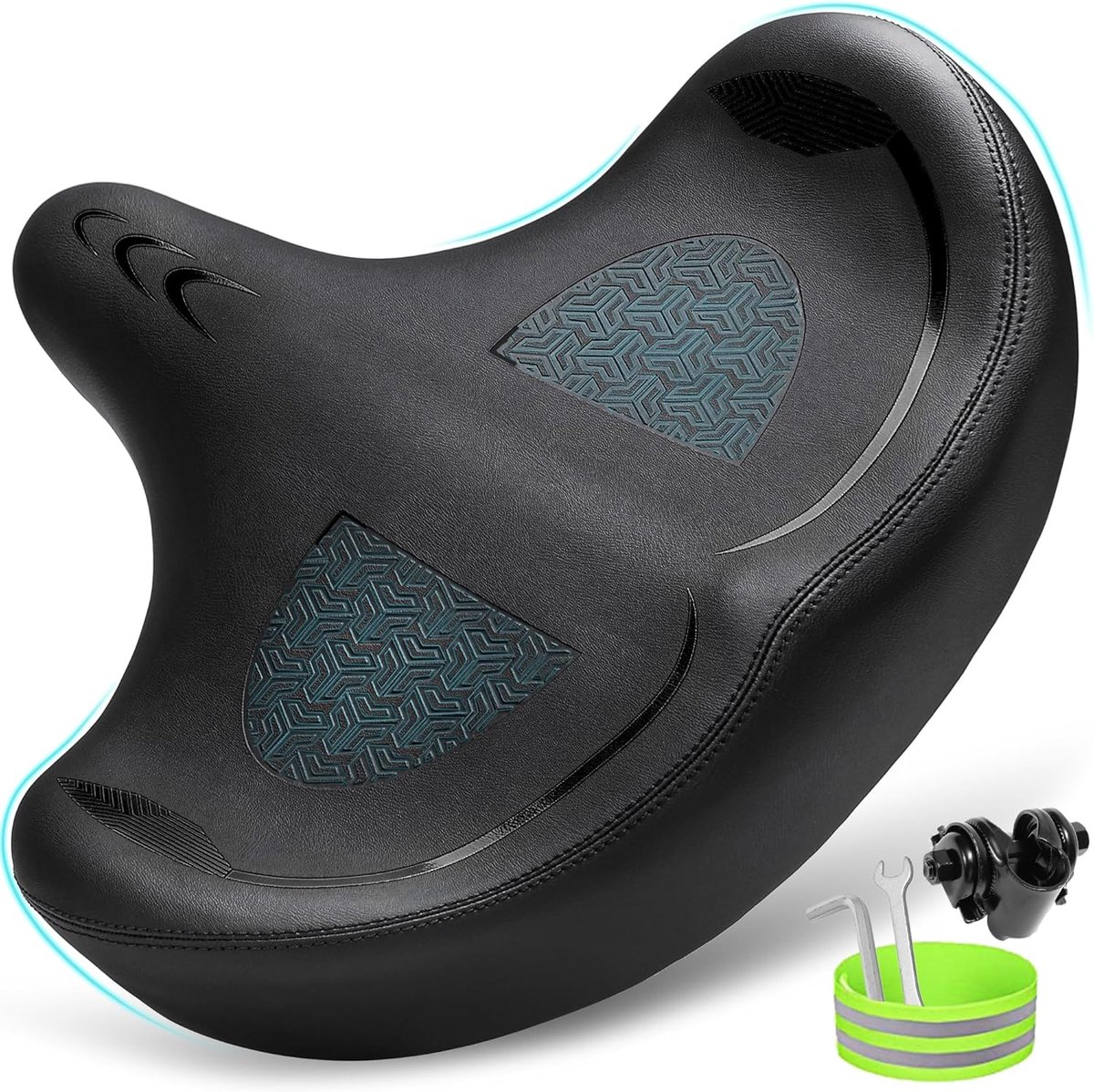 Extra Groot Fietszadel voor Heren en Dames, Comfortabel, Extra Breed, Zacht Schuim, Gevoerd, Ergonomisch, Universeel Fietsstoeltje voor Mountainbike, Stadsfiets, E-Bike, Hometrainer, Tourzadel