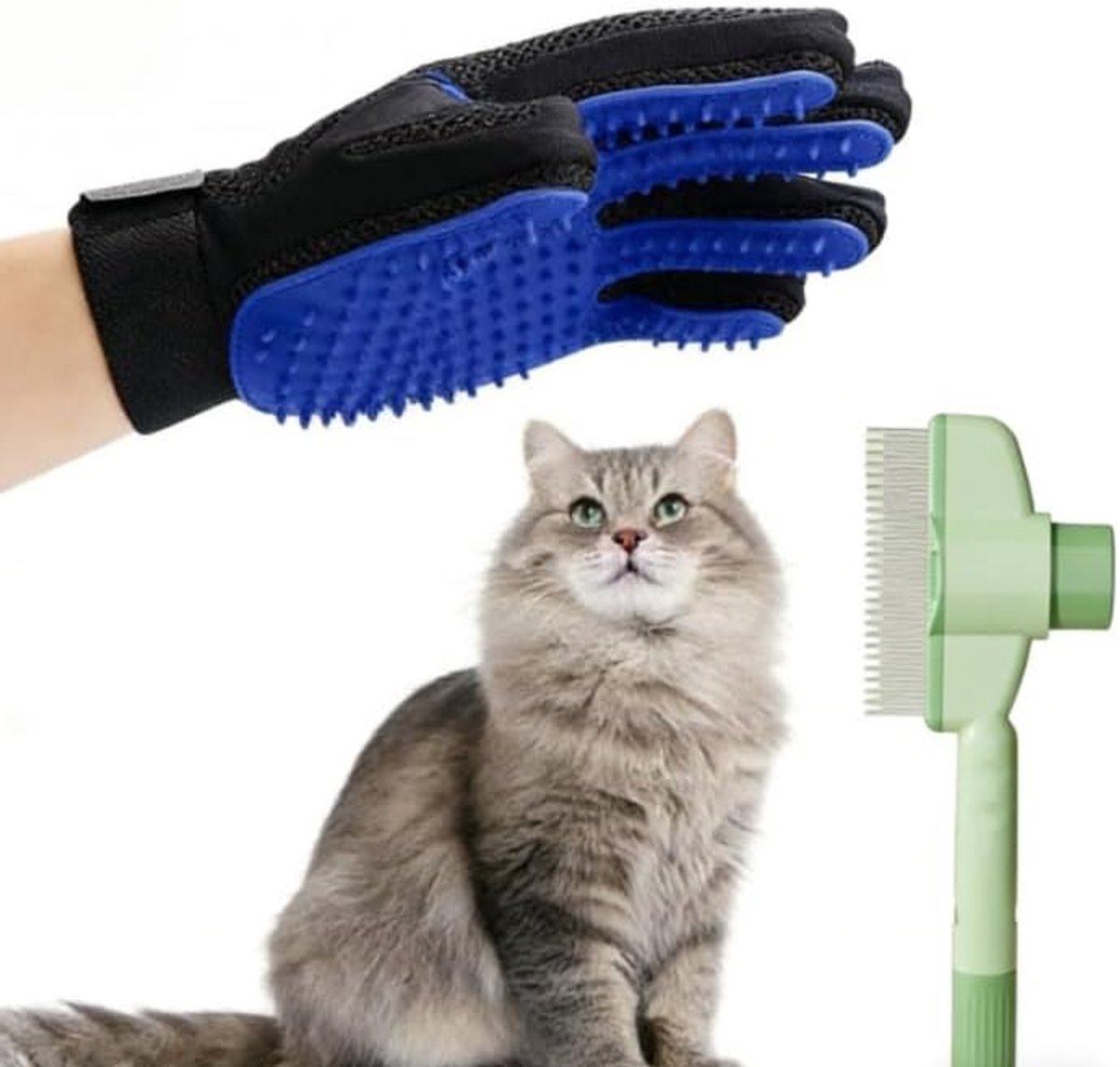 Vachtverzorgingshandschoen voor huisdieren, haarverwijderaar, verstelbare armbanden, handschoenen, haarverwijderaar, accessoires voor honden, kammen, huisdieren, efficiënte ontwarring voor