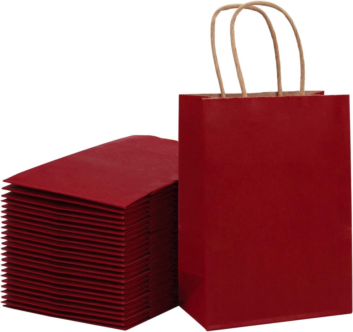 21x11x27 cm Papieren Zakken Medium Kraft Rode Cadeauzakjes Bulk met Handvatten voor Verjaardag Bruiloft Feestgunsten 25st/SET