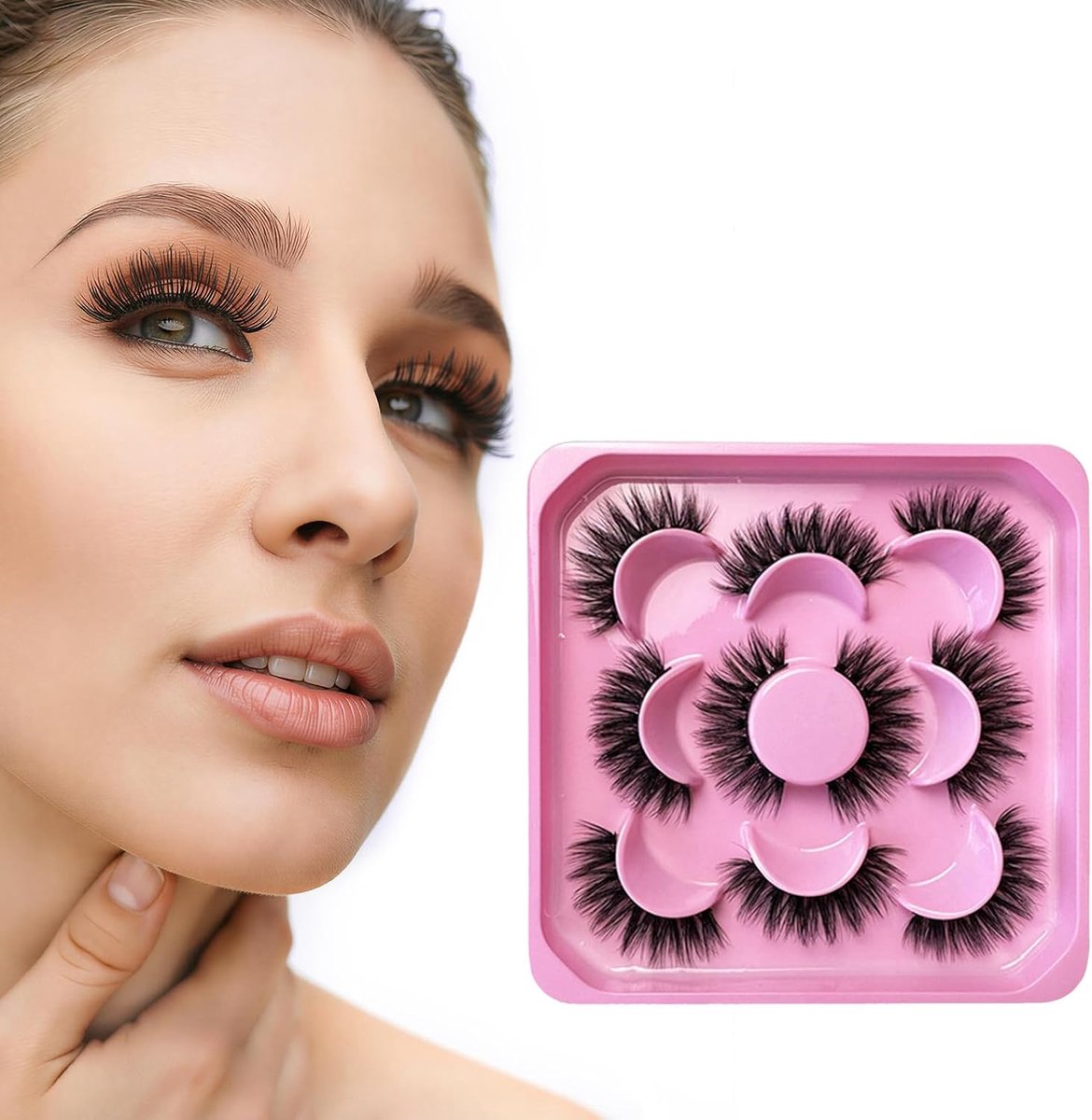 Valse wimpers, kattenoog, Wispy stripwimpers, wollig, 3D-volume, krullend, kattenoog, kunstwimpers, natuurlijke look, herbruikbaar, Foxy Eye make-up-wimpers, 15 mm (LZ-EZ5)
