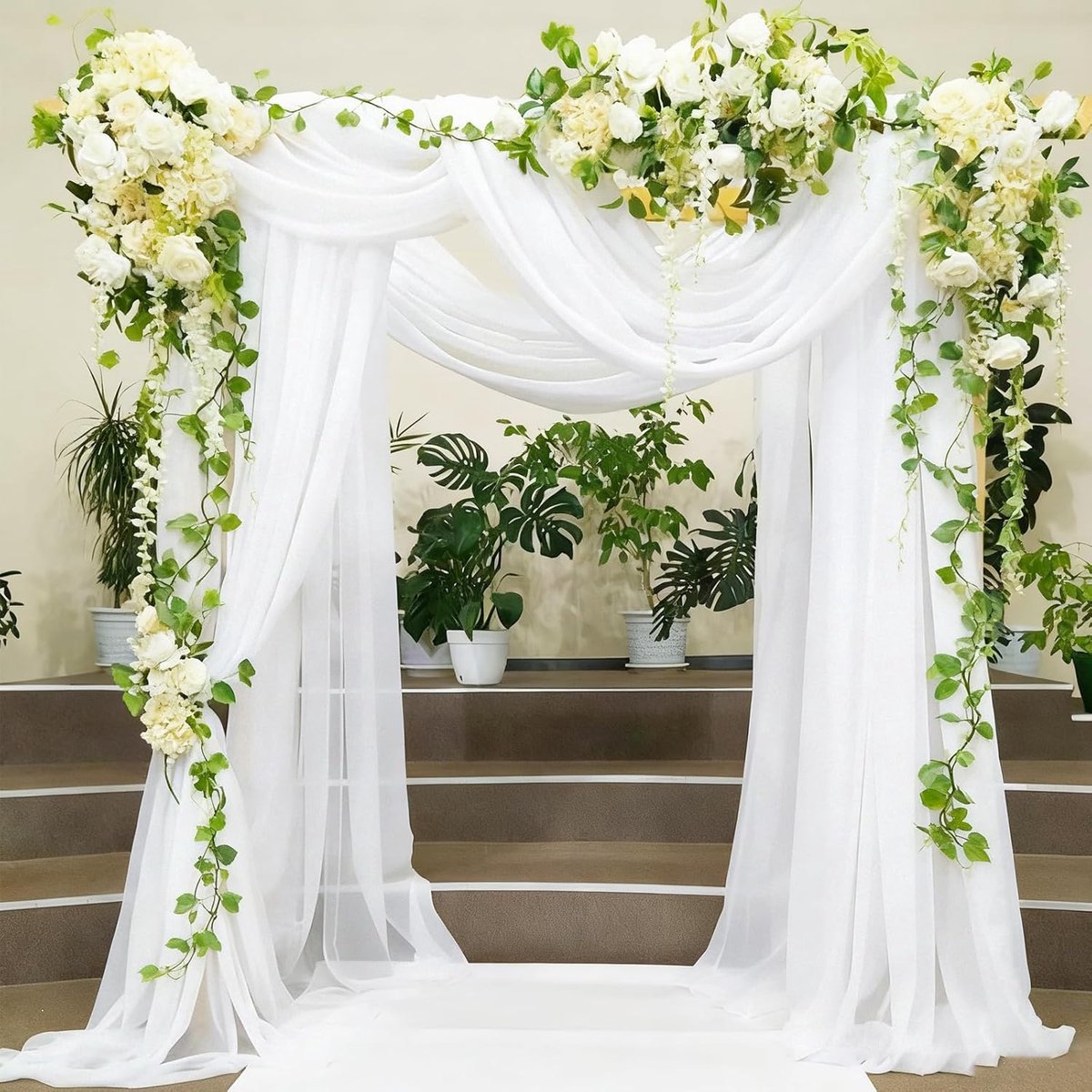 bruiloftsdecoratie, 75 cm x 610 cm, tule decoratie, fotografische achtergrond, bruiloftsdecoratie, voor bruiloften, ceremonies, fotofeesten (wit, 2 stuks)