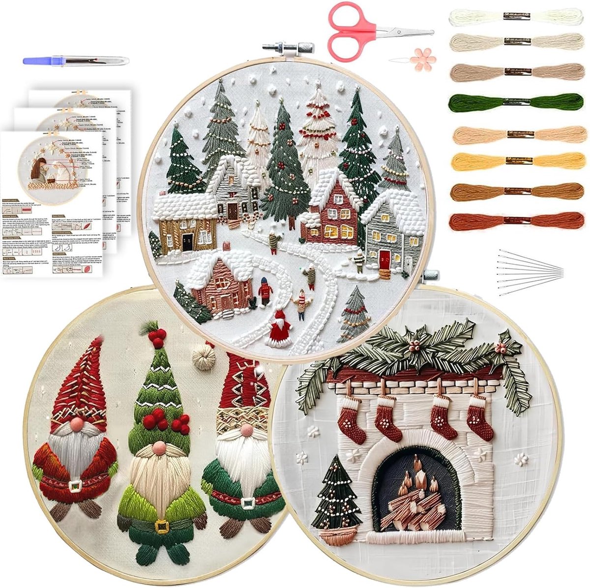 Borduurset voor volwassenen, borduurset, Kerstmis, borduurset voor beginners, borduurset, borduurset, borduurafbeeldingen, borduurlijst, doe-het-zelf set, kruissteekset, kerstdecoratie