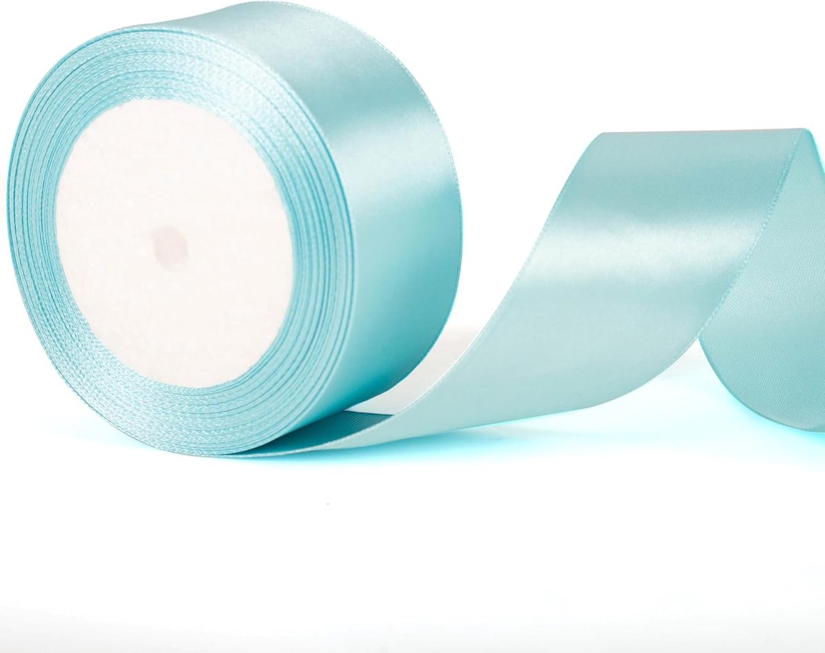 50 mm breed, hemelsblauw dik lint voor het inpakken van cadeaus, 22 m, dik azuurblauw satijnen lint voor het inpakken van cadeaus, kerstboeketten, taarten, haarstrikken, knutselwerk
