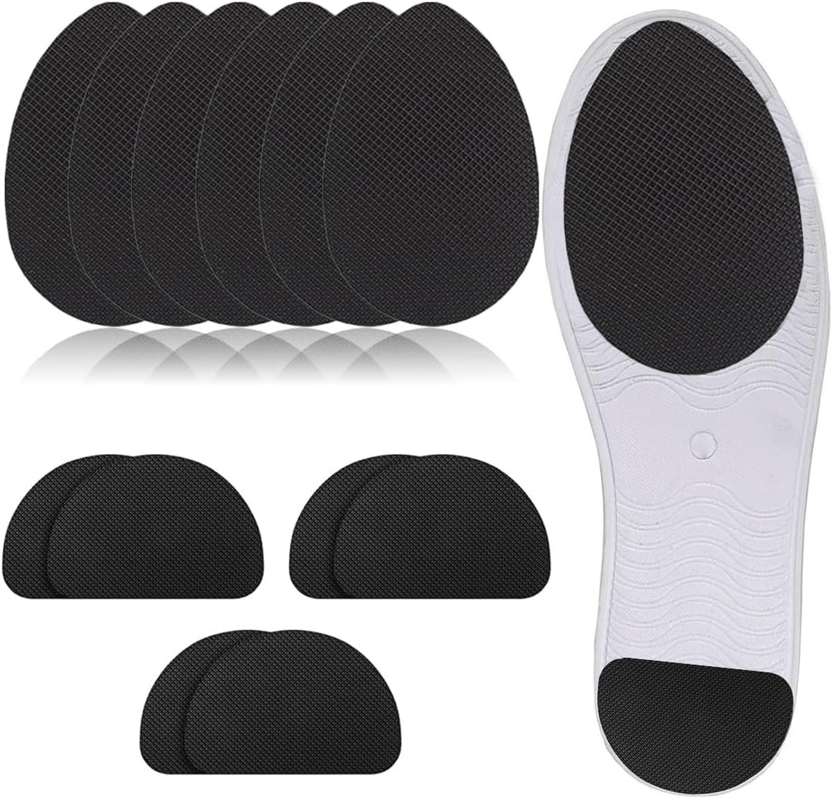 12 stuks antislip schoenzolen, antislip schoenzolen, geluidsremmende schoenen, hak, zelfklevende zolen voor buiten, slijtvast, zwart