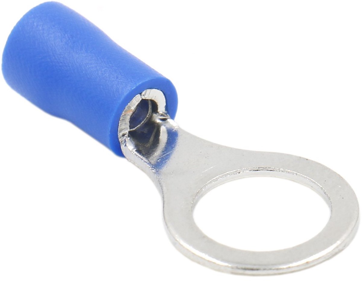 Ring Terminal Crimp Connectors Vinyl Geïsoleerde Draad Elektrische Connector RV2-8 Stud Maat 5/16 inch voor 1,5-2,5 mm² (16-14 AWG) Blauw 100 stuks