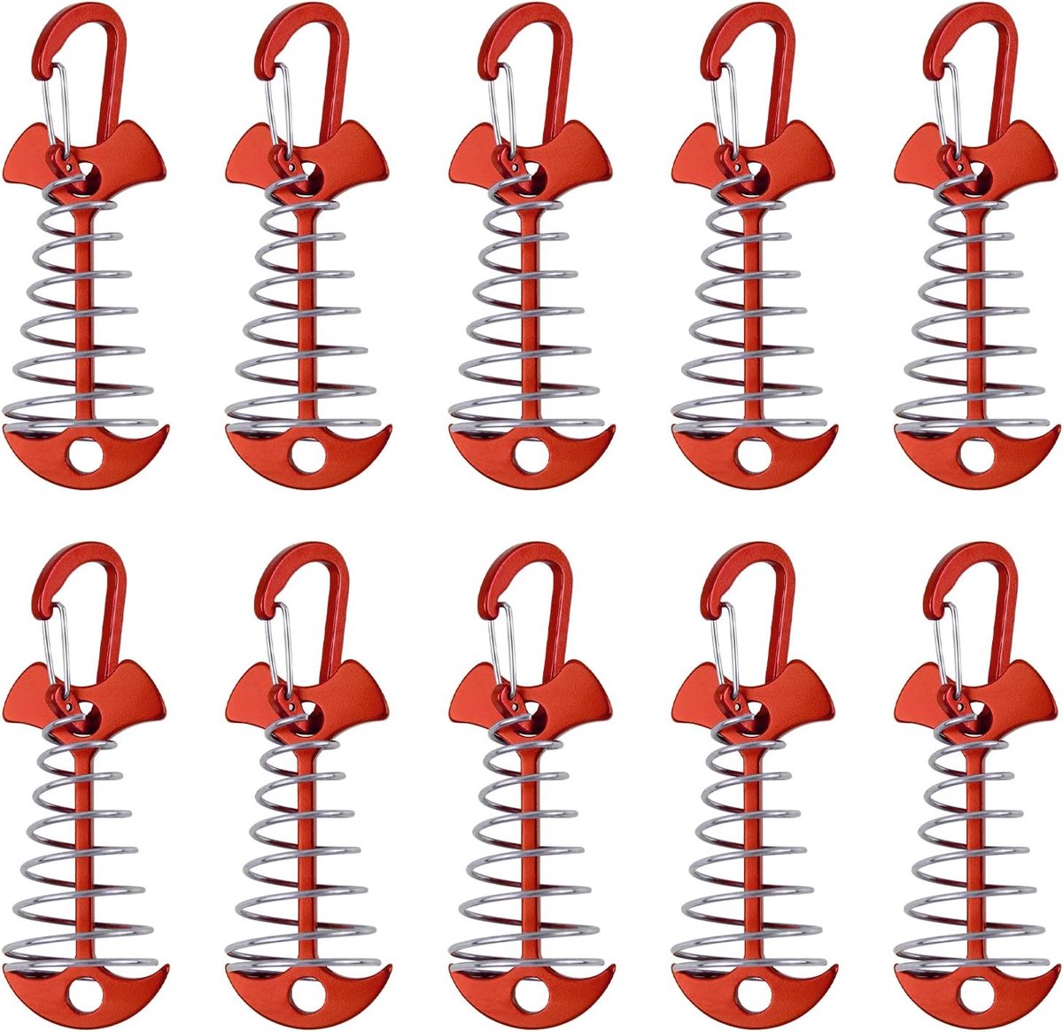 Dekkankerhaken, 10 stuks winddichte aluminiumlegering visgrattententenhaken met veergesp draagbare windtouw anker voor outdoor kamperen
