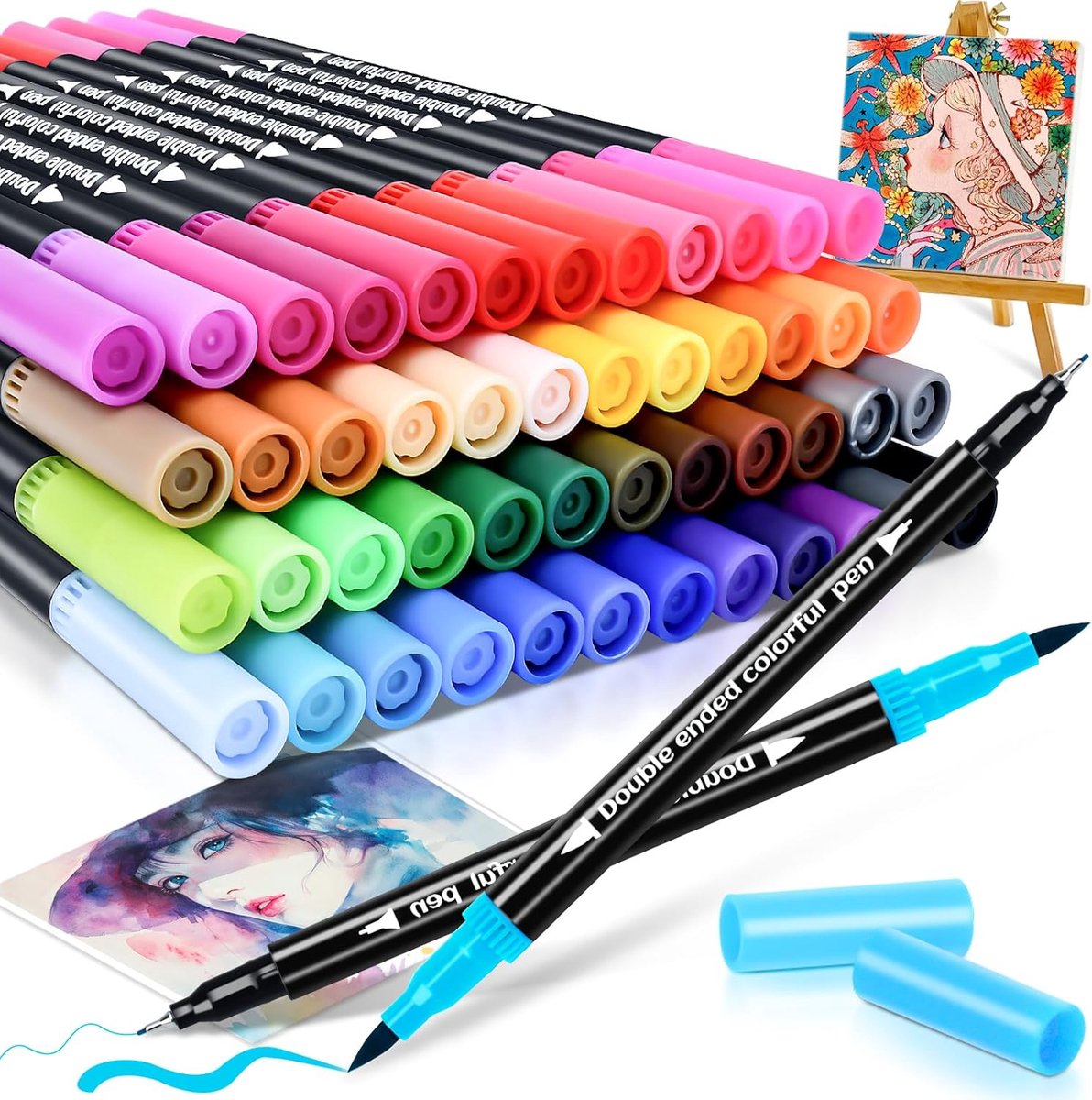 SnelShoppen - Dual Brush Pen Set 48 Kleuren Fineliner Set, Viltstiften, Dikke en Dunne Pens, Brush Pens, Vilt Tip Pens voor Volwassenen, Bullet Journa