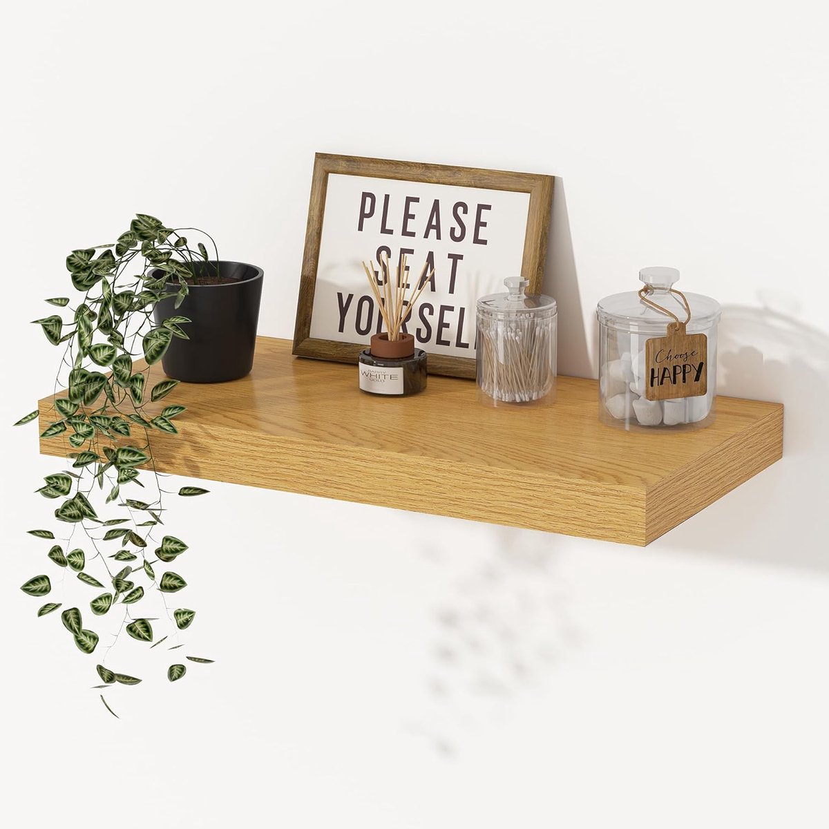 Wandplank 40cm - Eikenhout - Set van 2 - Ruimtebesparend design - SnelShoppen