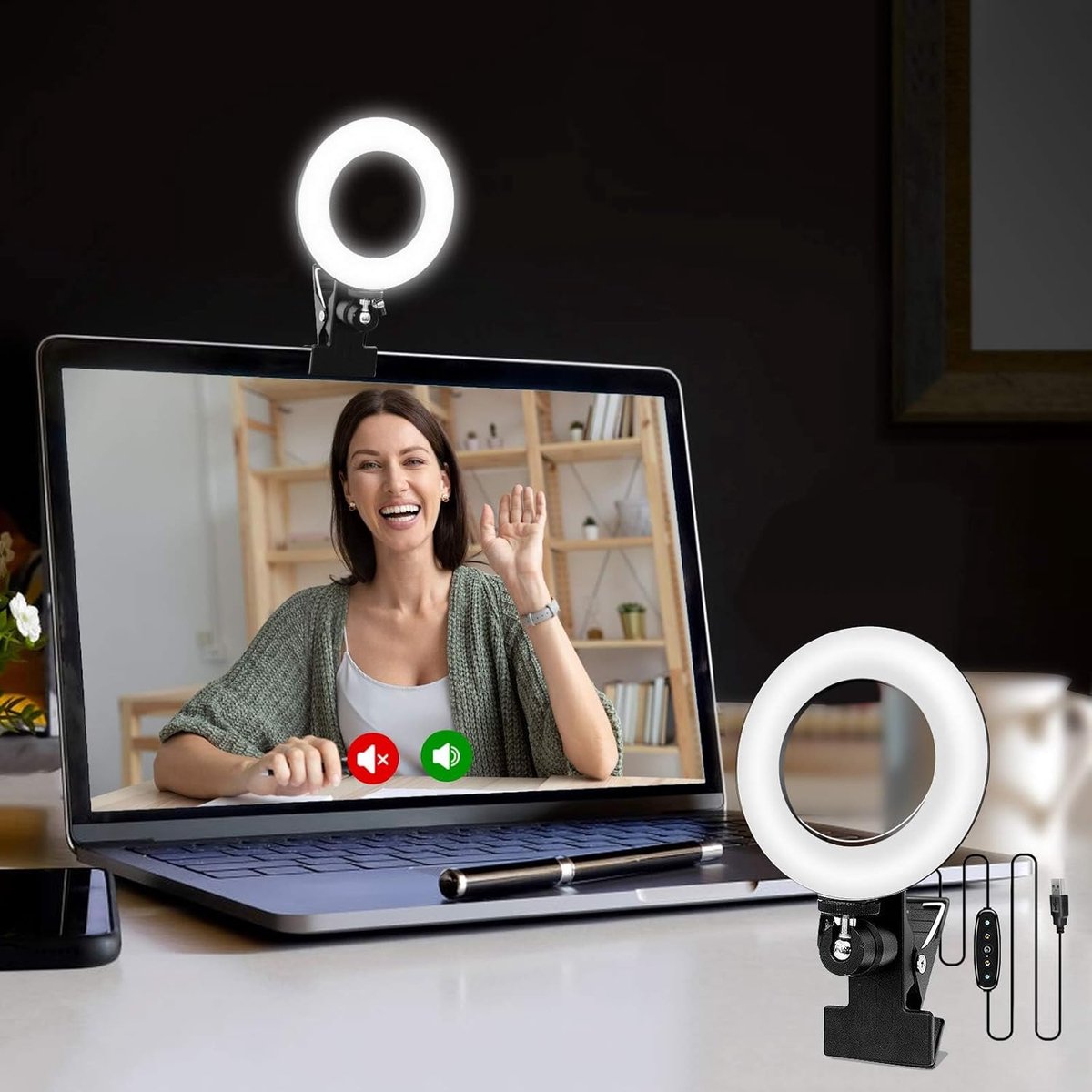 Ringlamp 4,6 inch - Dimbaar licht - 360° draaibaar - Ideaal voor videoconferenties - SnelShoppen