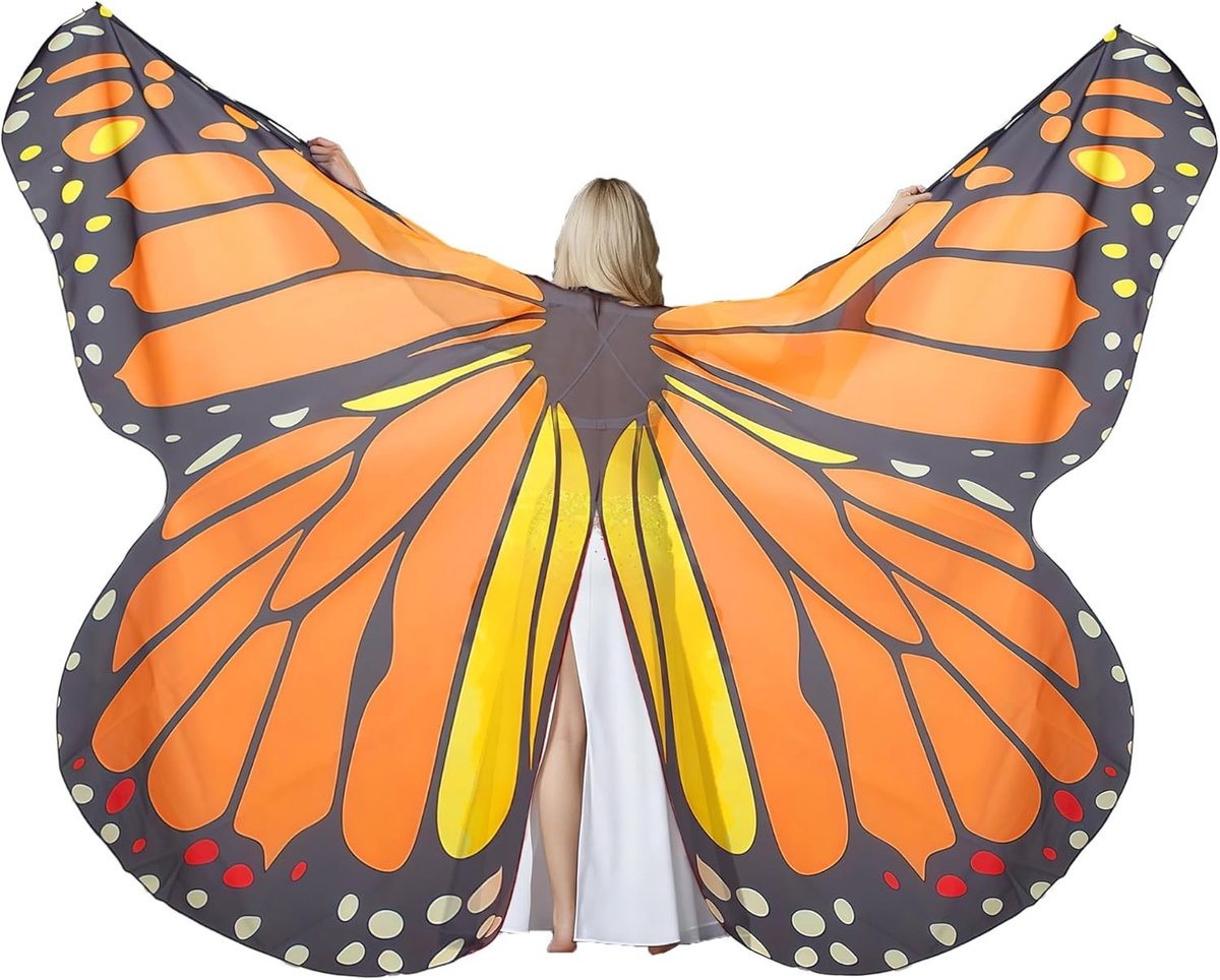 Vleugels voor volwassenen, vlinder vleugels voor Halloween, carnaval kostuum, dames kostuum, feesten en cosplay accessoires
